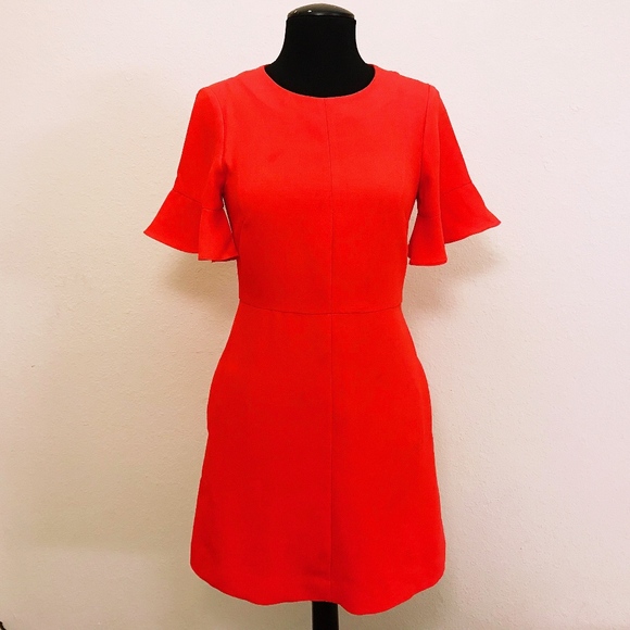 Banana Republic Dresses & Skirts - J Crew Red(Coral) Dress with Ruffle Sleeves Sz 0